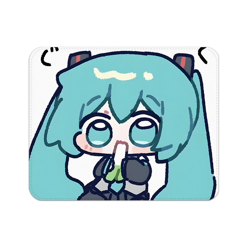 Kawaii الأخضر الشعر فتاة الكرتون كبيرة ماوس الوسادة الأكل البصل الأخضر لطيف الفن تصميم عدم الانزلاق حصيرة مكتبية لمحبي Vocaloid ميمي