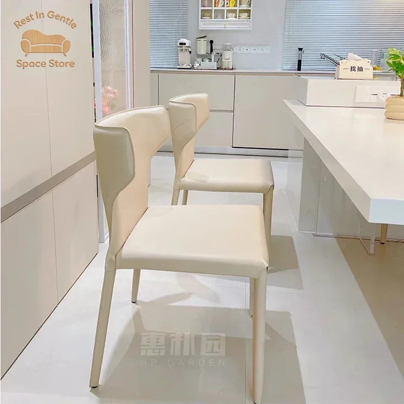 French Leather Dining Chairs Nordic Modern Minimalist Vintage Dining Chairs White Trendy Sillas Para Sala De Estar Furniture