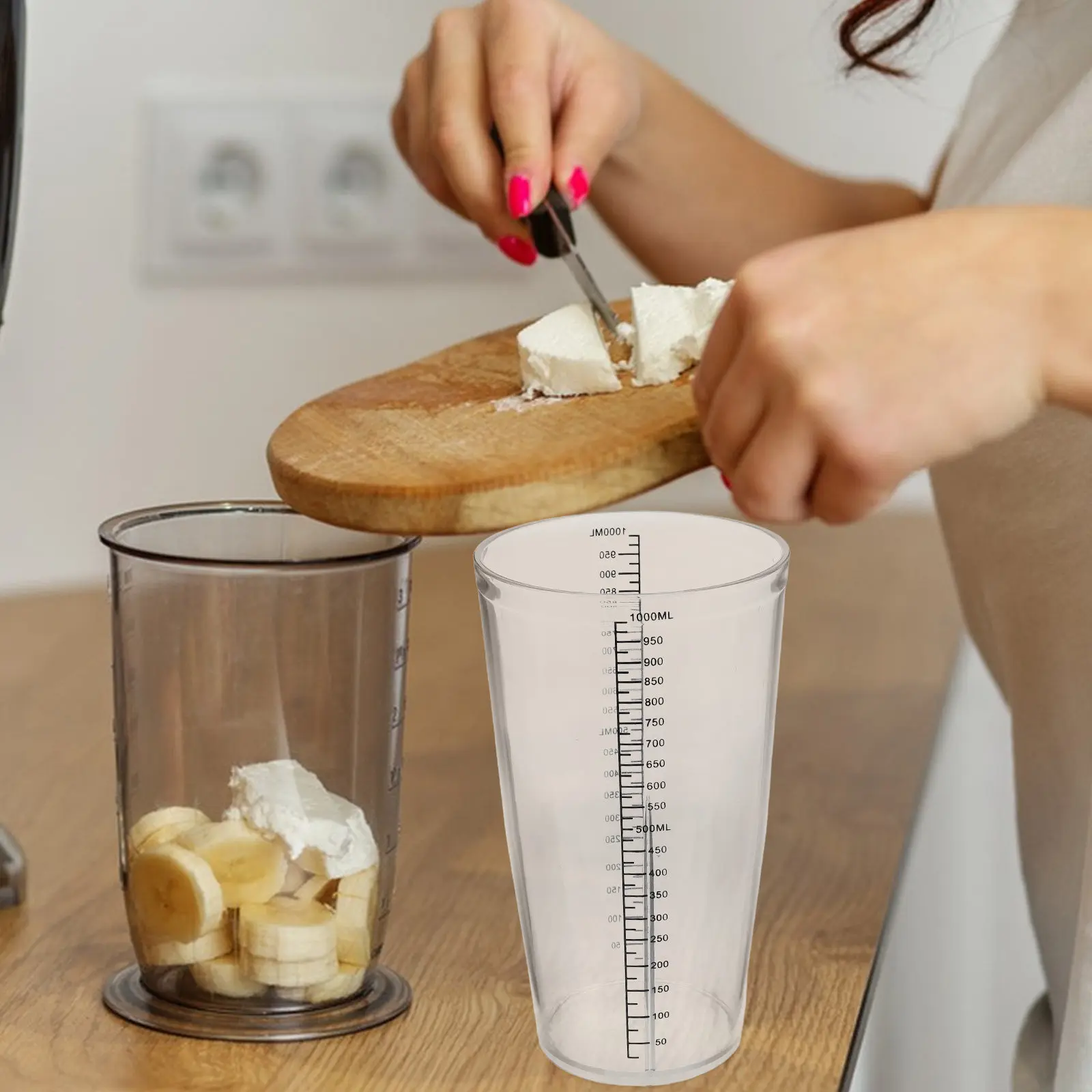 1000ml Graduated Blender Cup Pc Plastic Smoothies Juices Blender Cup Graduated Mixing Cup For Milk Tea Coffee Shop