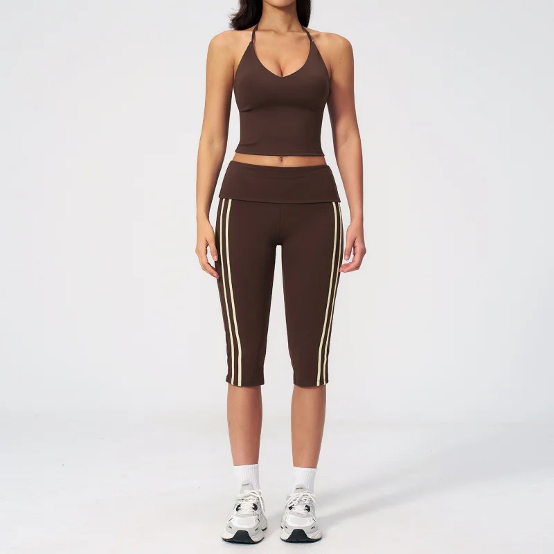 

Yoga Set 2PCS Athletic Wear Women's Tracksuit Sexy Outfits Sports Outdoor Two-Piece Slim-Fit Beauty Back Shockproof Yoga Sets