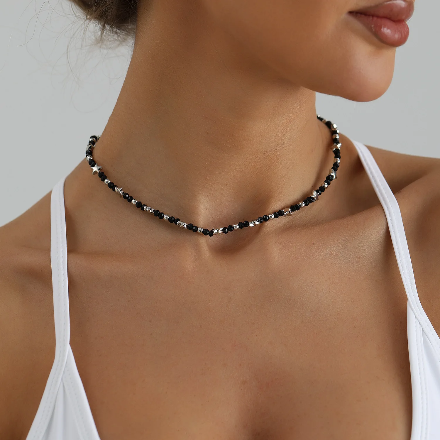 Beaded Star Heart Choker Neckl - Women'S Fashion Edgy 评论和价格