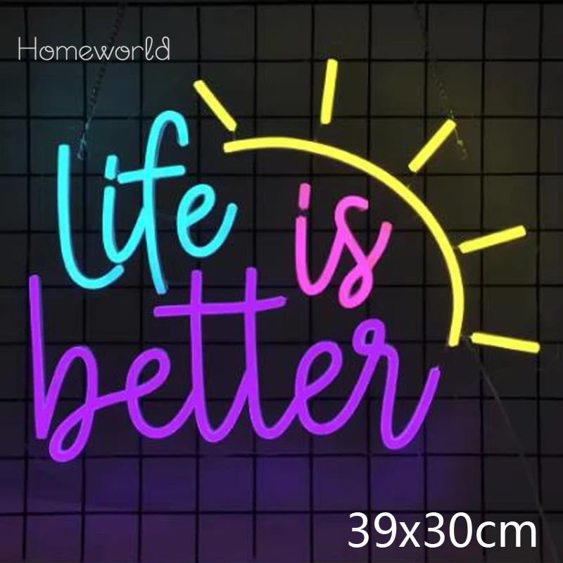 

Life Is Better LED Neon Light sign USB powerd Aesthetics Neon Sign Dimmable BedRoom living room Wall Decor Birthday Gifts