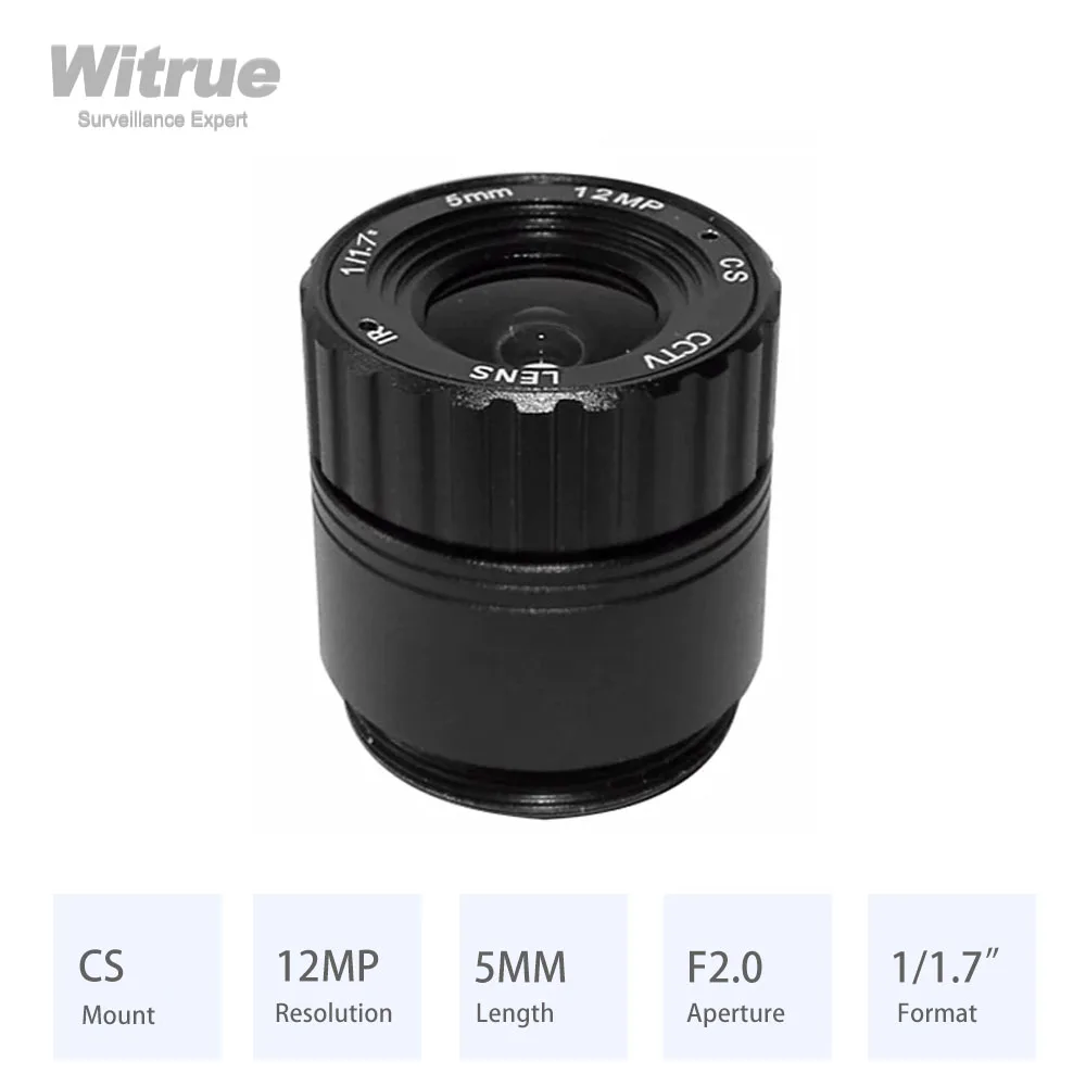 Witrue HD 4K 12MP CS Lens 5MM Length Aperture F2.0 Format 1/1.7