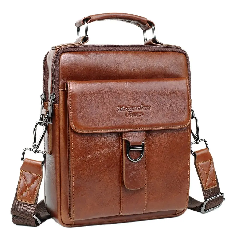 MEIGARDASS Genuine Leather Messenger Bag Men Shoulder Bag Business Briefcase Male iPad Tablet Handbag Crossbody Bags Tote Purse