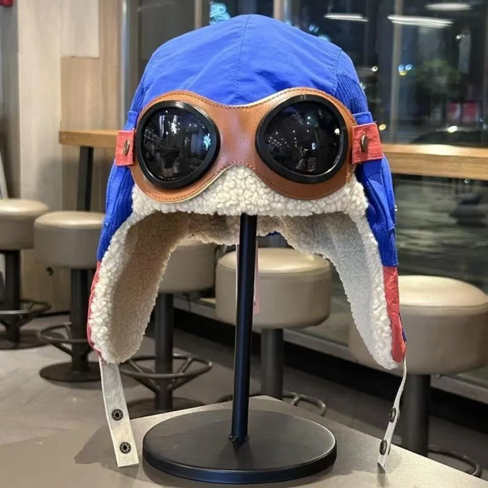 

Новая милая детская шапка-пилот с мультяшным принтом, ветрозащитная, с защитой ушей, утепленная, с очками, теплая зимняя шапка