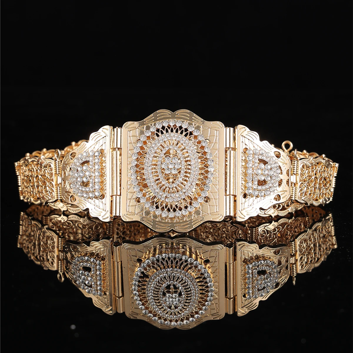 Classic Full Diamond Style Moroccan Style Small Belt For Women And Children With Hollow Crystal Flower Design Body Waist Chain