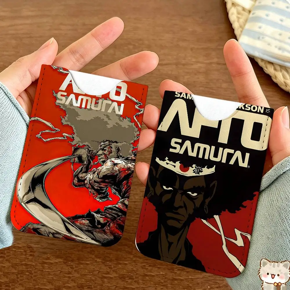 Afro Samurai Anime Light Soft Leather Mini Card Holder, Ultra Slim Credit Card Wallet for Unisex Pocket Card Storage