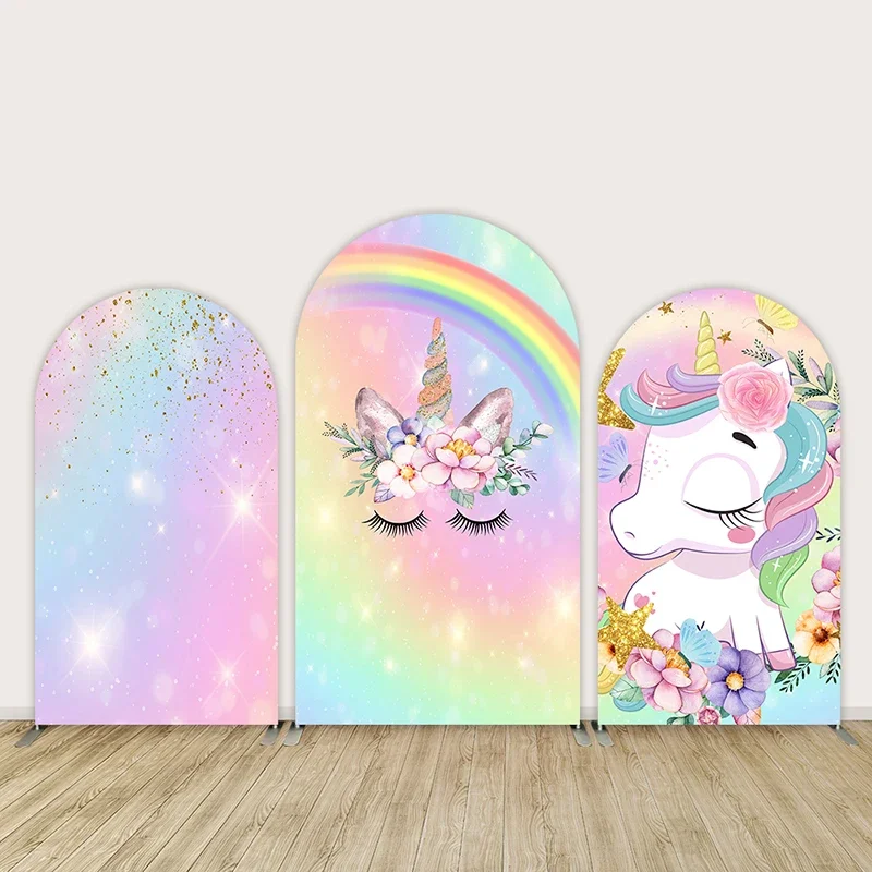 VIKAMA Decoración de pared de unicornio - Tela de fondo decorativa en forma de arco de atmósfera - Decoración de fiesta de cumpleaños