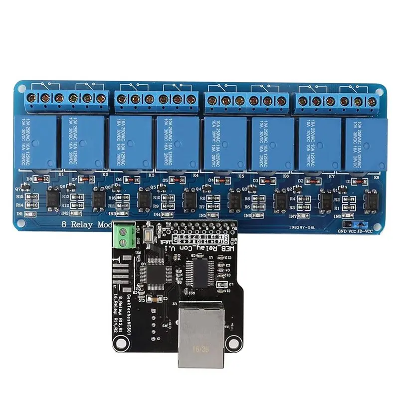 LAN WAN Ethernet Control Module Network Web Server RJ45 Port And 8 Channel Relay Controller Board