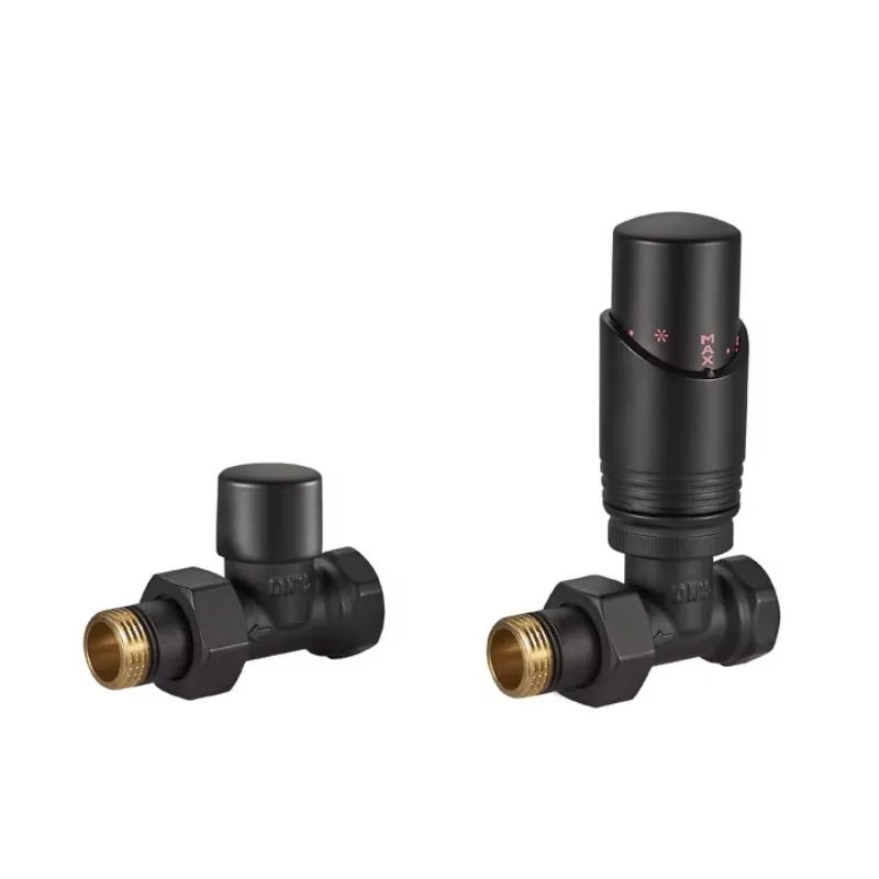 Brass Manual Thermostat Radiator Valve TRV Set Brass Straight Chrome for Hvac Heating Radiator BJ12001