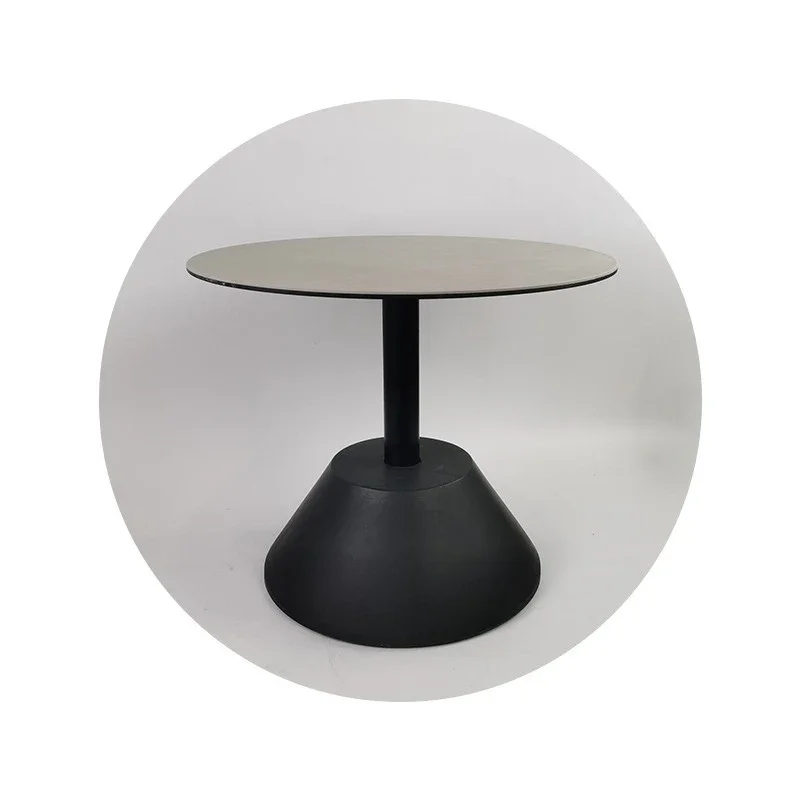 

Cream wind rock slab desktop living room side balcony hotel sofa small round table cement base coffee table