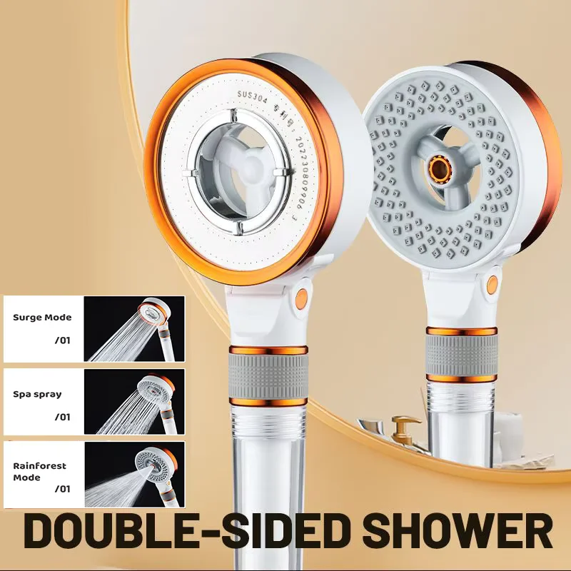 New Double Sided Filter Shower Head High Pressure Adjustable Rainfall 3 Modes Shower Head with Hose Bathroom Accessories Sets