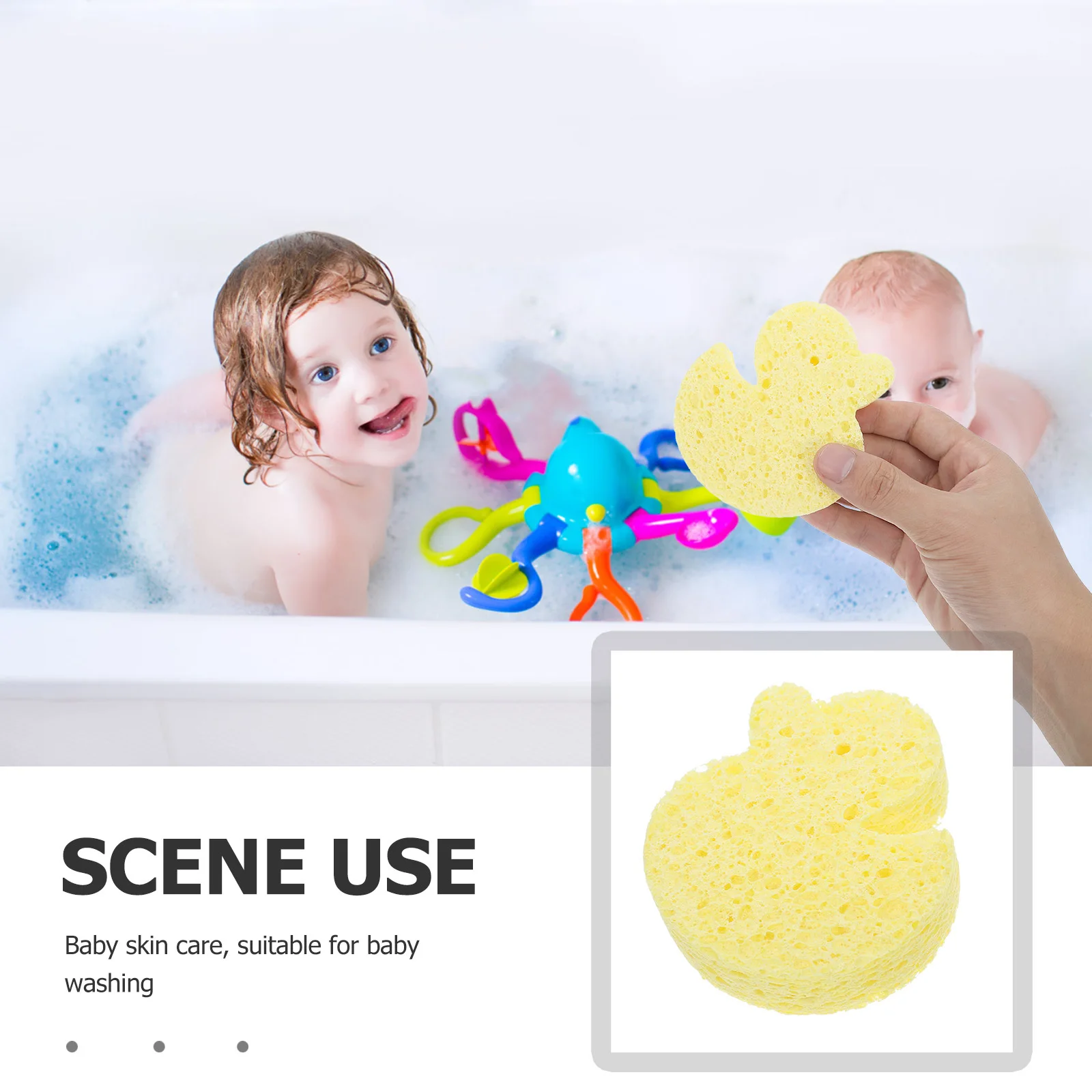 إسفنجة استحمام للأطفال برسوم كرتونية على شكل بطة صفراء ناعمة ماصة للعناية بالبشرة واستحمام لطيف