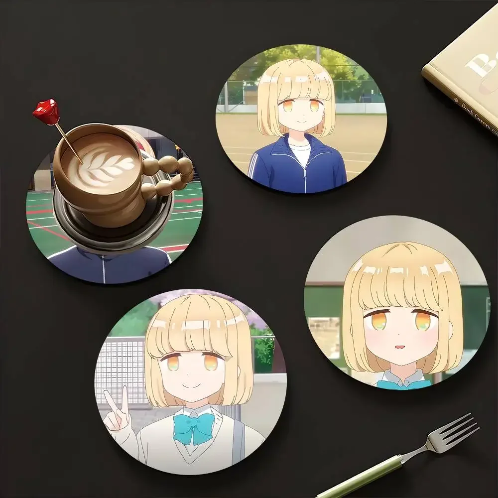 1pc Yui Hachimitsu Anime Characters Wooden Coaster Colour Printing Cup Mat Home Desk Decoration Gifts