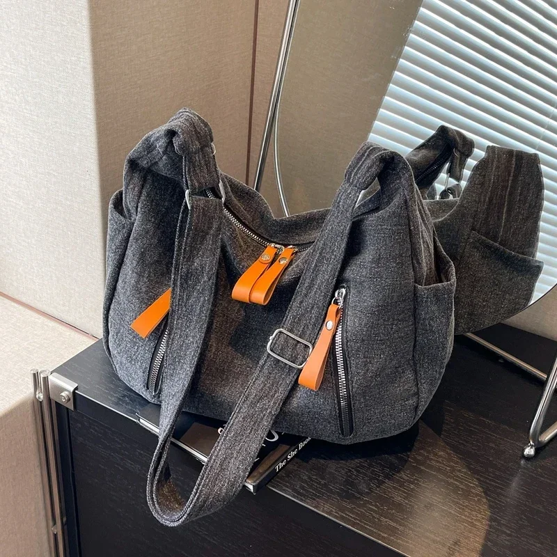 

Shoulder Bag, Denim Cloth Bag, Versatile, Simple Canvas Bag, Women's Large Capacity Casual, Women's Diagonal Cross Bag Сачмо.