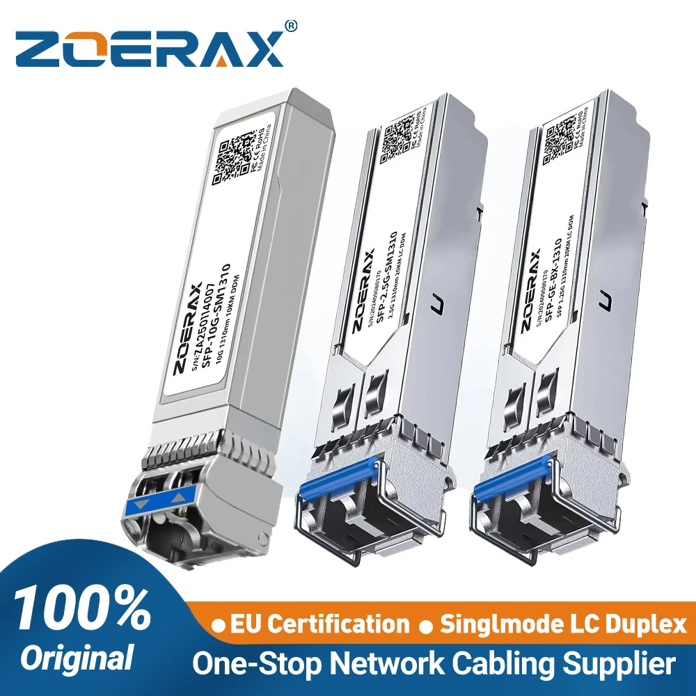 ZoeRax 10/2.5/1.25G SFP+ Single-Mode LC Duplex Transceiver Module 1310nm 10/20km Support DDM for Cisco/TP-Link/Other Brands