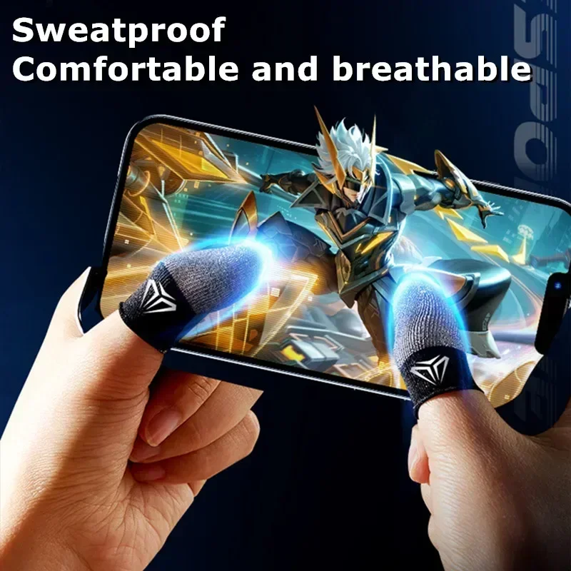 1/2 Pairs Mobile PUBG Game Silver Fiber Fingertip Gloves Sweatproof Anti-slip Touch Screen Gaming Breathable Finger Sleeve Cover