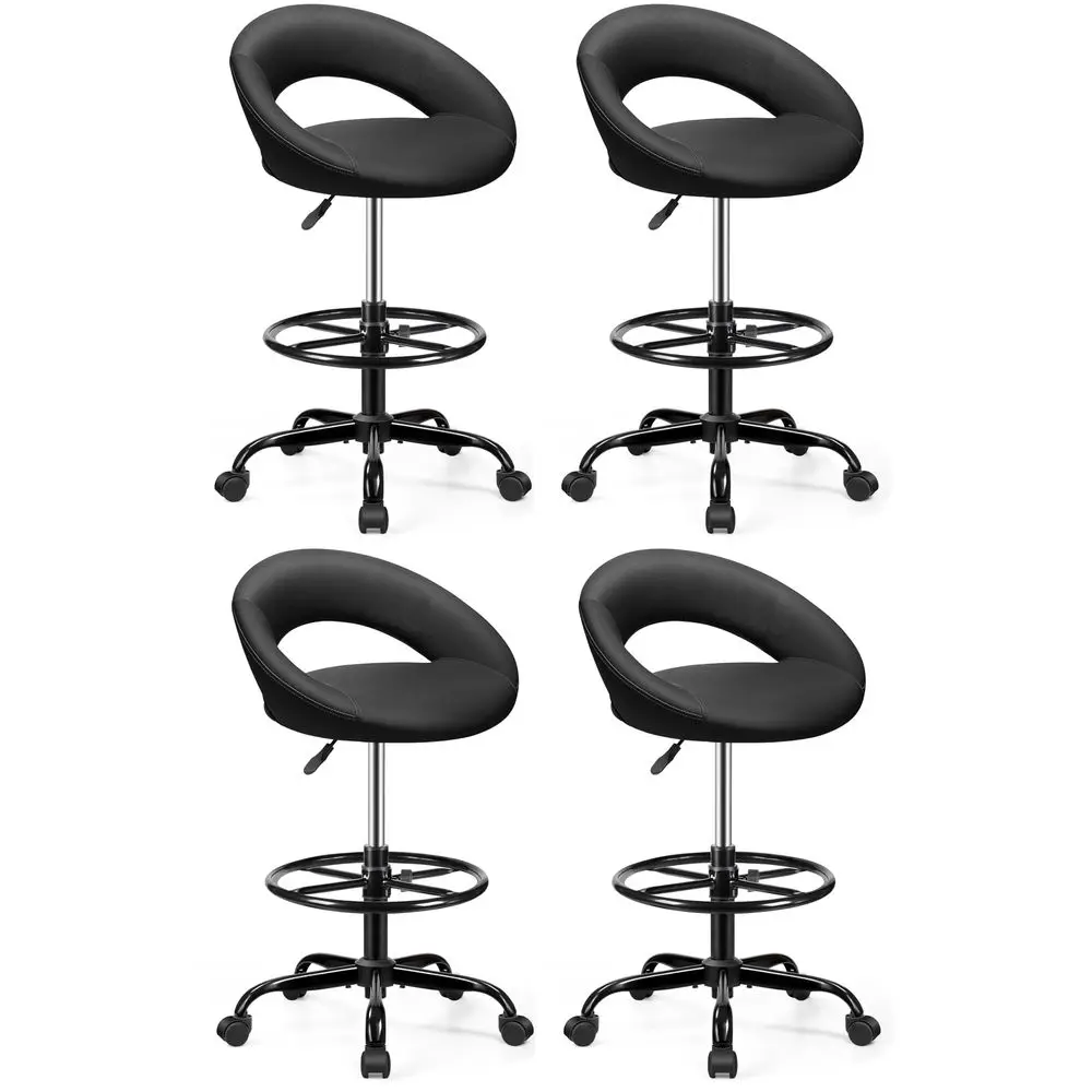 

Office Drafting Chair Bar Stools with Back Support, Adjustable Foot Rest and Wheels, Shop Rolling Swivel Chair for Standing Des