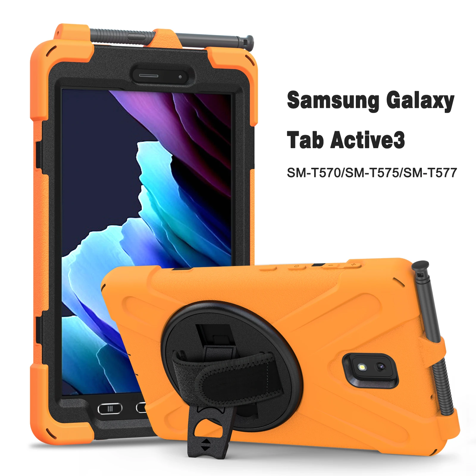 For Samsung Galaxy Tab Active 3 2020 SM-T570 T575 T577 Case Kids Safe Armor Shockproof PC Silicon Hybrid Stand Tablet Cover