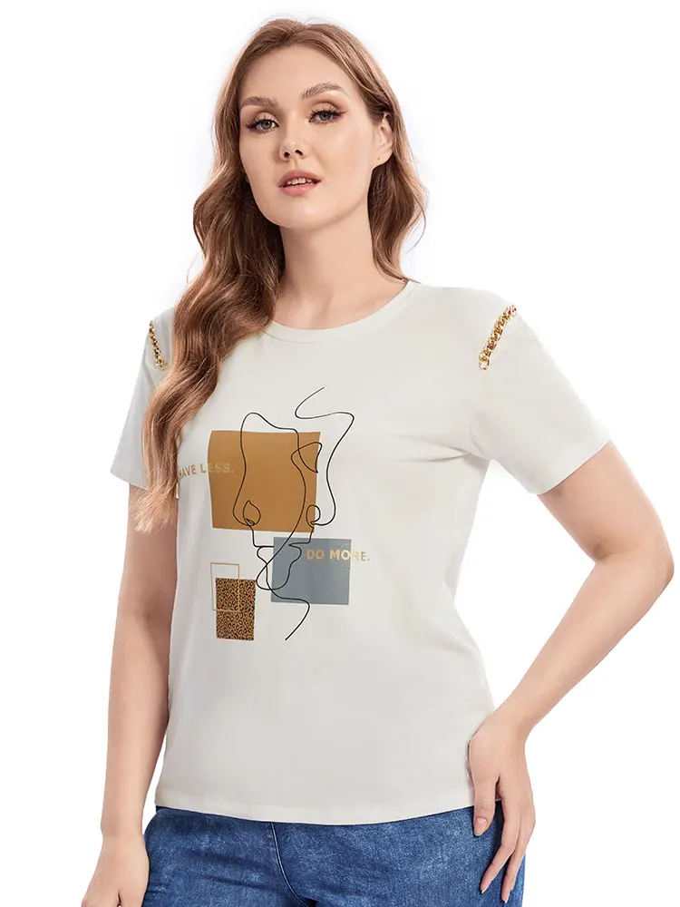 قميص نسائي منسوج برقبة دائرية مقاس كبير ينتمي إلى فئة الملابس النسائية #3