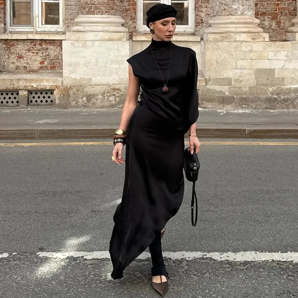 

Talenza Luxury Evening Dresses Women Fashion Solid One Shoulder Irregular Dress Elegant High Street Party Looks Female Dresses