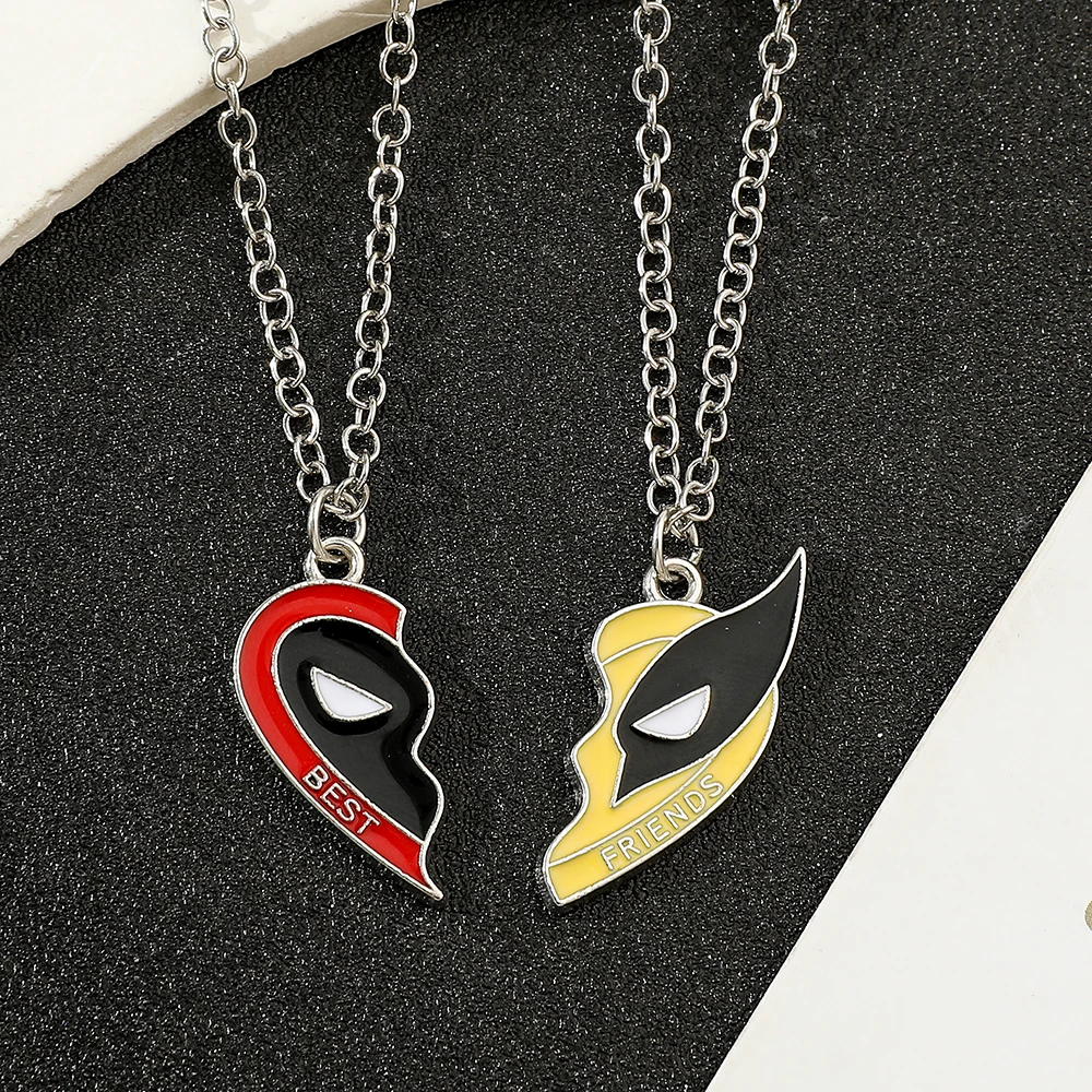 Modische Deadpool & Wolverine Herz-Spleiß-Halskette - Avengers-Themen Freundschaftsschmuck Personalisiertes Geschenk für Freunde – Detail 5