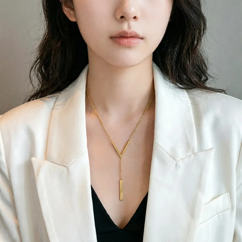 New V-shaped Long Sexy Clavicle Gold Colour Chain Necklace Choker For Women Fashion Jewelry Party Accessories Gifts 2026
