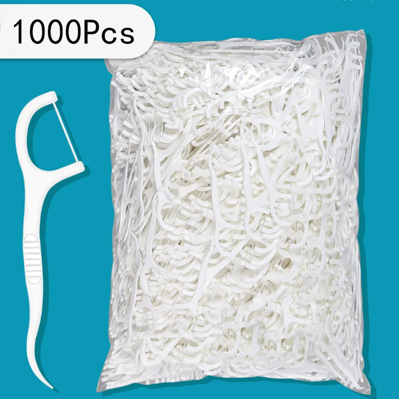 1000Pcs Adult Dental Floss Sticks Ultra Fine Flosser Teeth Cleaning Portable Toothpick Thread Oral Hygiene Care