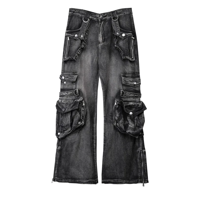 Celana Punk Fungsional High Street Multi-saku Tiga Dimensi Gaya Safari Pria Baru Musim Semi Musim Gugur HKSH Ins HK13294