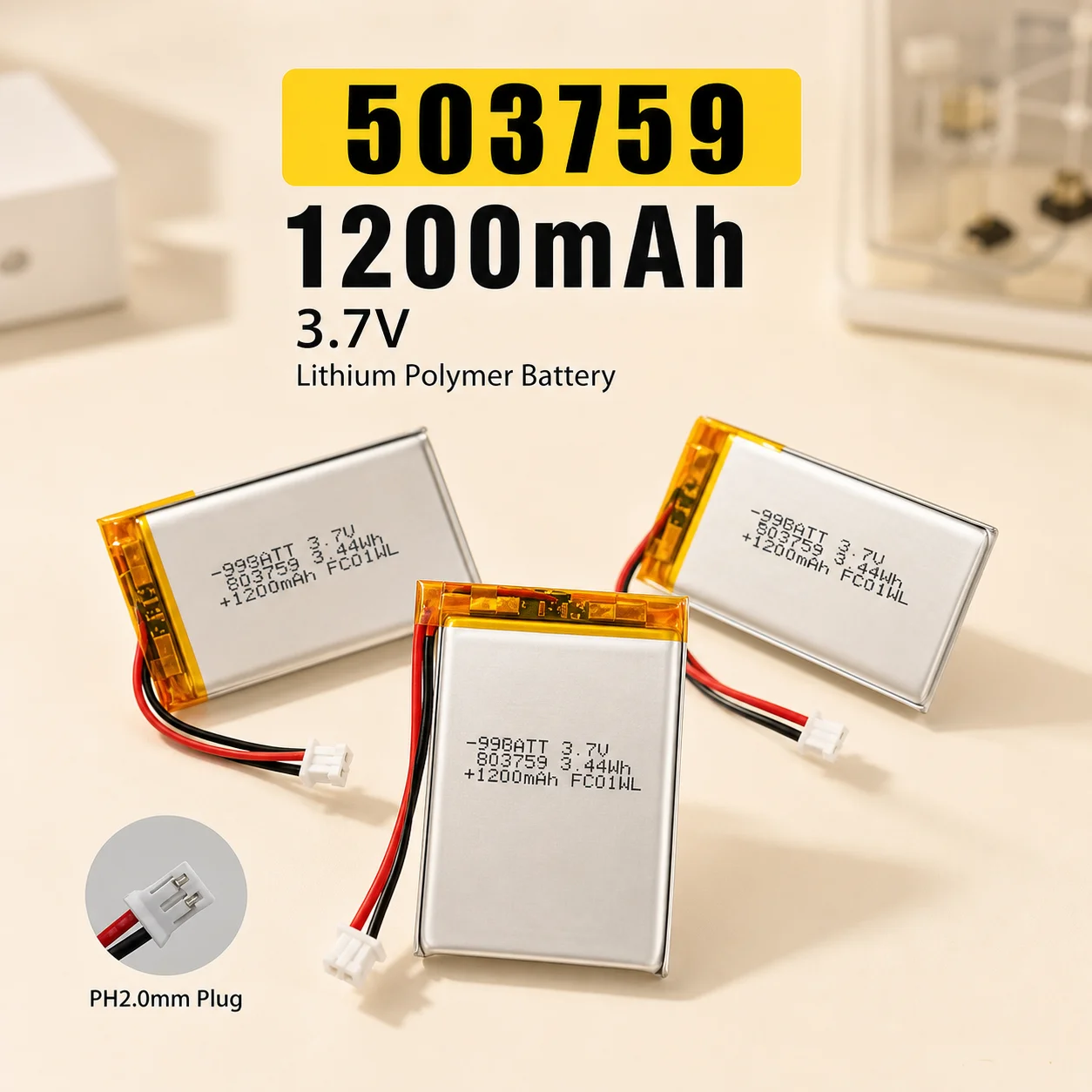 503759 1200mAh 3.7V Rechargeable LiPo Battery for GPS Navigator Bluetooth Speaker Audio Small Appliances Cell