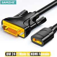 SAMZHE HDMI-compatible DVI Cable DVI Male to HDMI Female Adapter 1080P for HDTV DVD Projector PlayStation 4 PS4/3 TV BOX