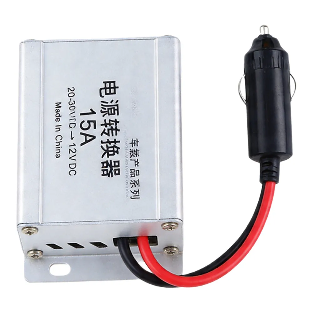 15A Power Converter Silver 24V To 12V Converter 20-30VDC Input Range Compact Design For Car Audio Systems For Car