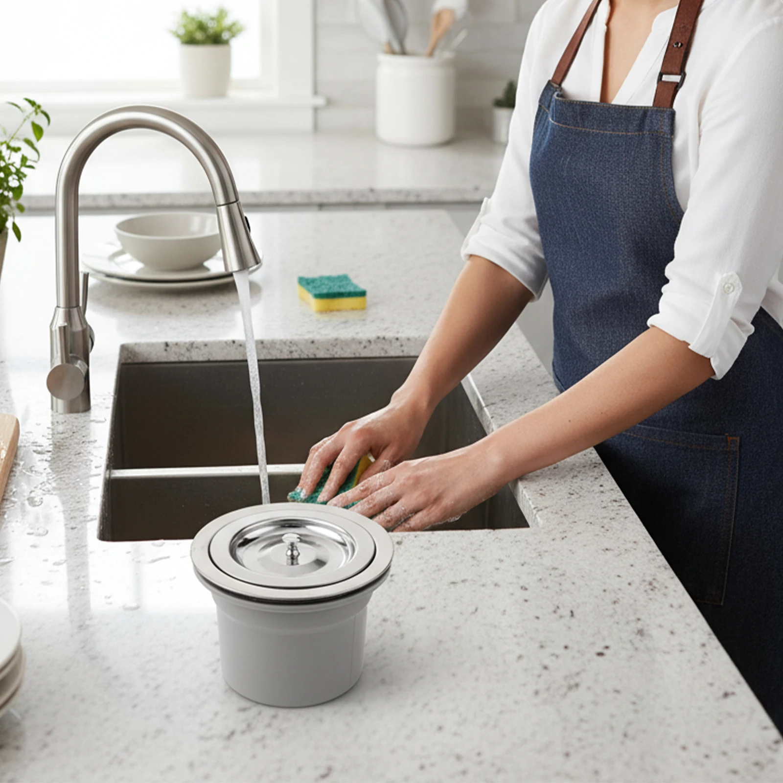 Easy Installation Drain Basket Sink Drain Filter Basket Drainer Waste Kit Busy Kitchen Environment Hassle-free Installation