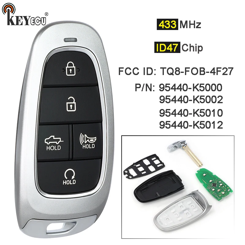 

KEYECU 433MHz ID47 Chip PN: 95440-K5000 /K5002 /K5010 /K5012 TQ8-F08-4F27 Smart Remote Key Fob for Hyundai Santa Cruz 2021-2024