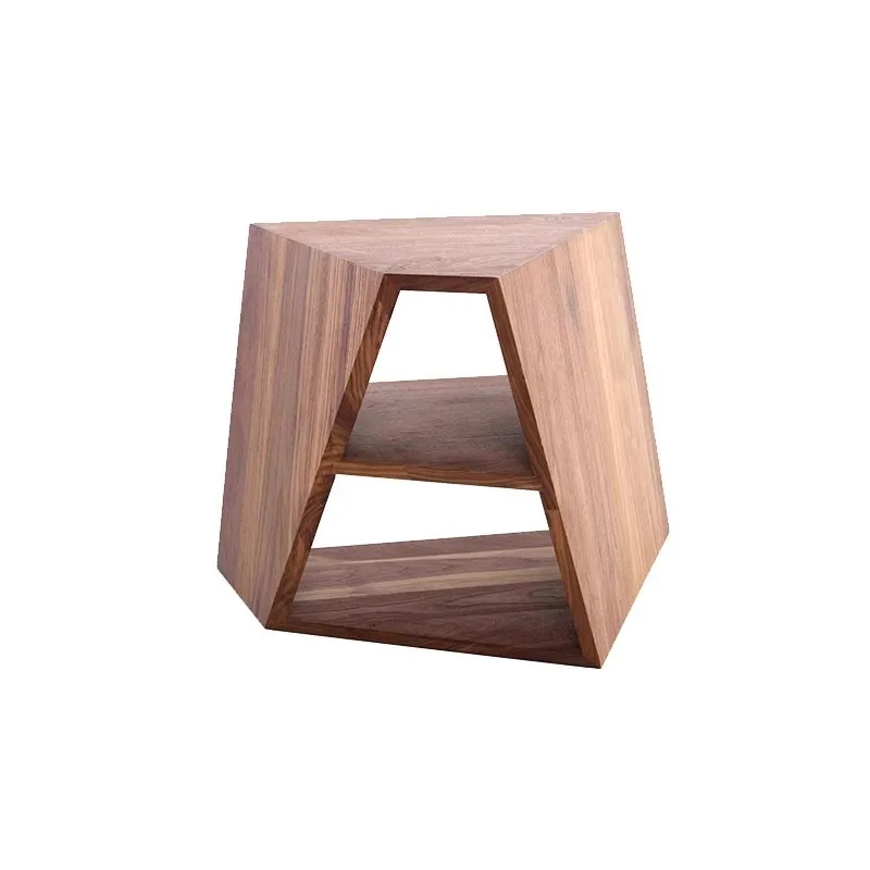 

Italian minimalist black walnut geometric corner table, tea table