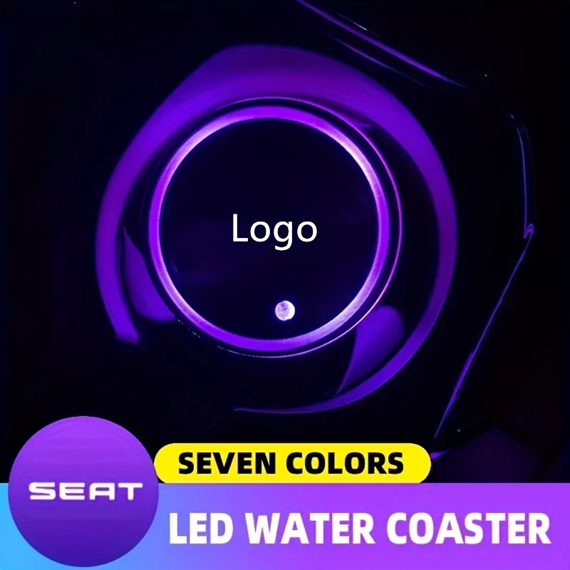 Car LED luminous coaster car interior cup holder USB charging pad waterproof coaster car atmosphere light car accessories