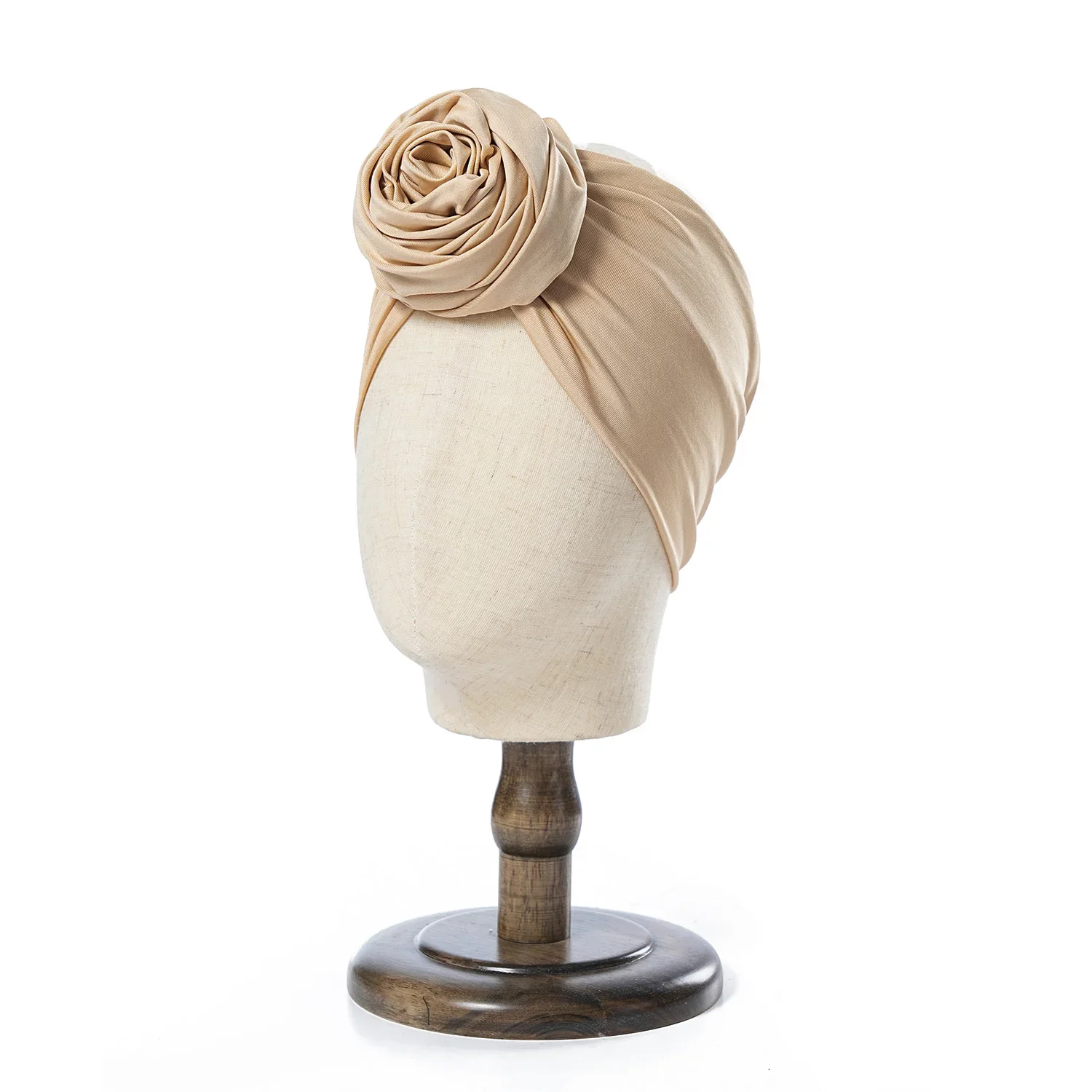 Rohes Seiden-Haarband mit großer Rose, atmungsaktiv, leicht, für afrikanische Frauen, Turban-Wickel, elastisch, Boho-Blumen-Bandana, Party-Kopfbedeckung – Detail 10