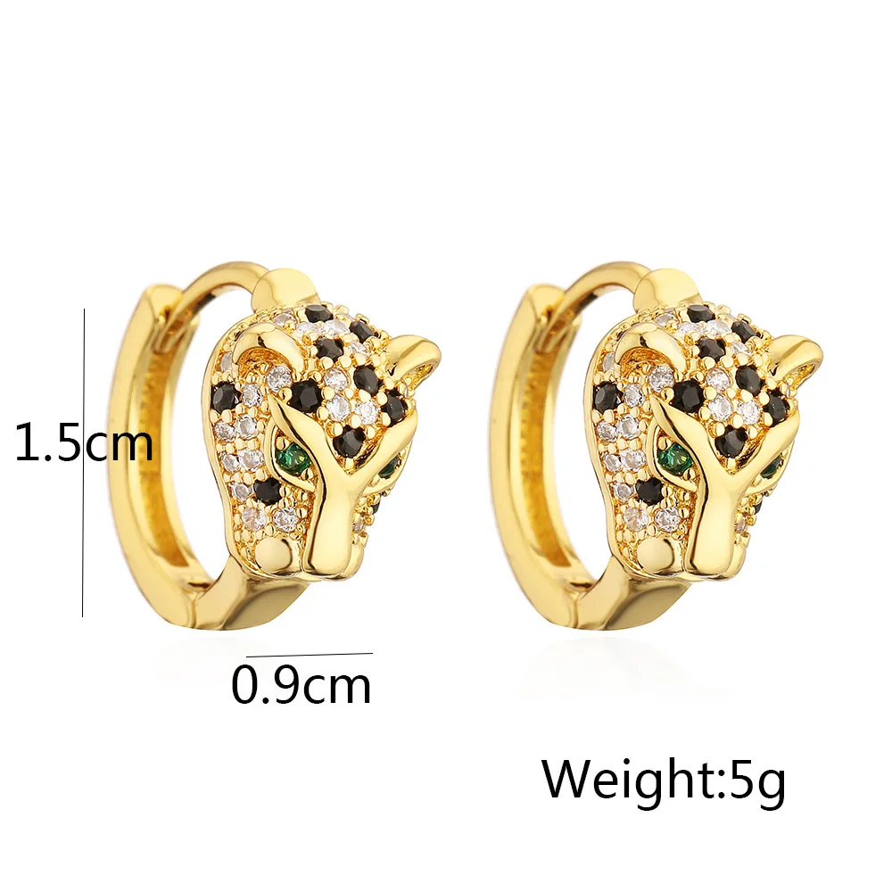 New Arrive Bling Women Earrings, Gold Color Leopard Drop Earrings with AAA CZ Stone Row,  Elegant Lover Jewelry Gift