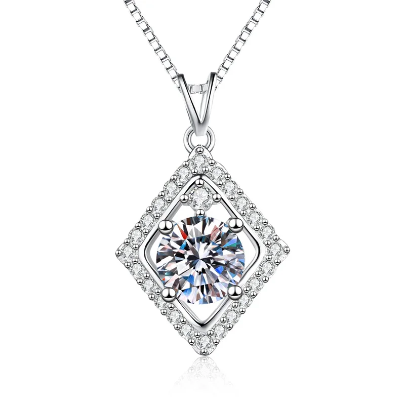 

XL528 Lefei модное роскошное классическое тонкое 1 карат муассанит геометрический ромб ожерелье очаровательное женское ожерелье из стерлингового серебра s925 вечерние ювелирные изделия