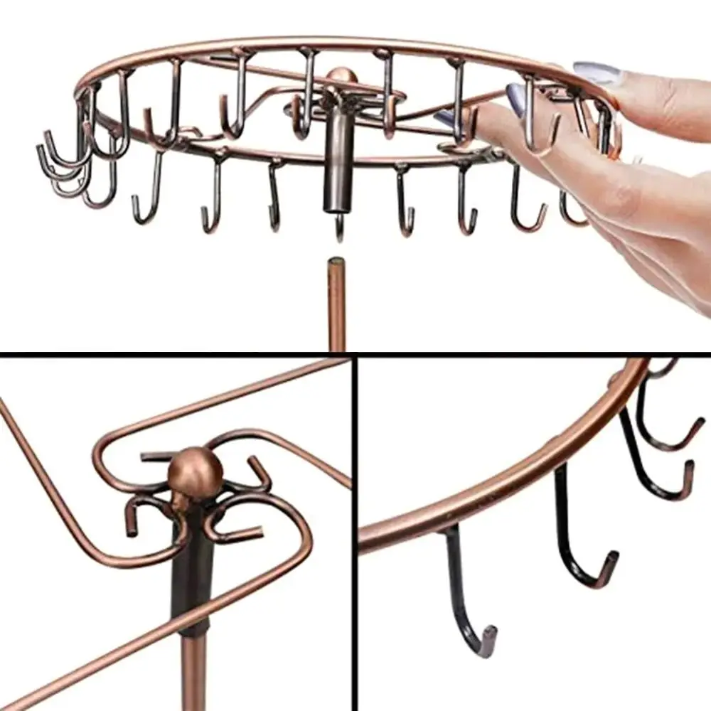 Metal Rotating Jewelry Stand Detachable 2Colors Jewelry Hanging Shelf Ring Necklace Earrings Display Rack Bedroom Decorations