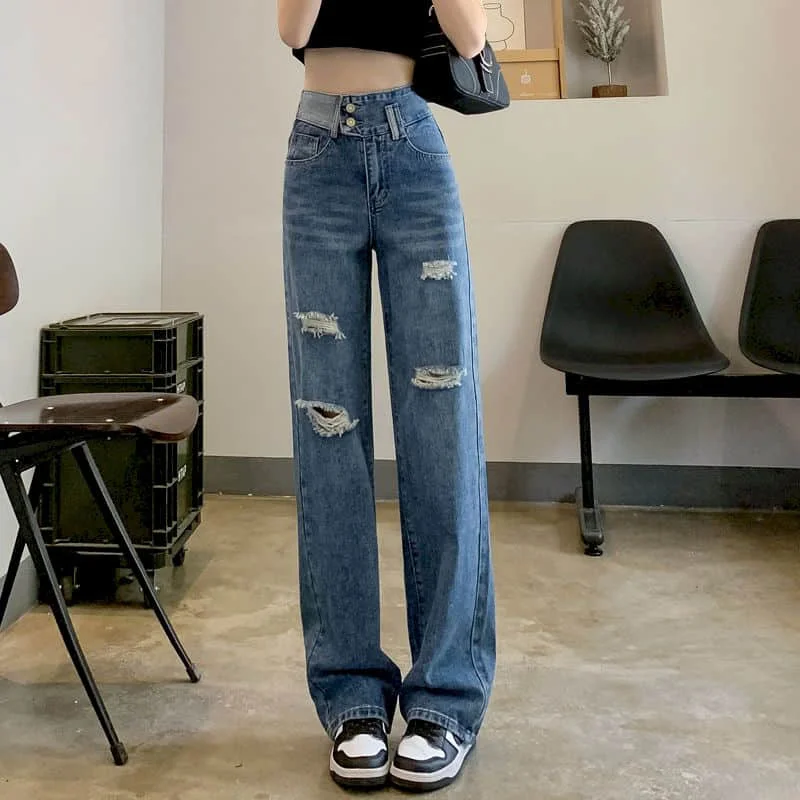 Women's Jeans Casual Y2k Pants Streetwear High Waist Jeans Denim Trousers Vintage Loose Clothes Straight Jeans for Women Clothes