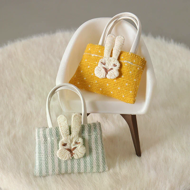 1Pcs DIY Scene Accessories Craft Sewing Goods 1:12 Mini Dollhouse Handbag Model Realistic Bowknot Crossbody Bag Decoration