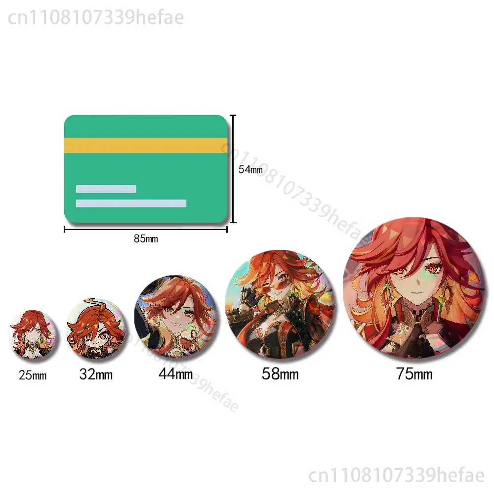 Genshin Impact Mavuika Badges 25 32 44 58 75 mm Round Cosplay Pin Bag Decor Fans Collect Friends Gifts Brooch Souvenir