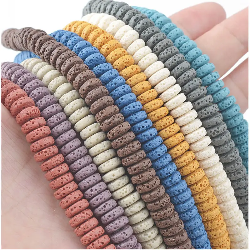 3x8/4x10mm Color Volcanic Lava Stone Spacer Beads Loose Beads Charms Rock Beads DIY for Jewelry Earrings Making Separated Beads
