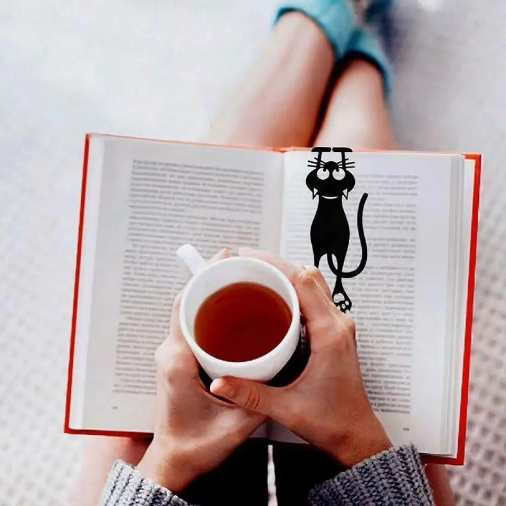 Creative Hollow Kitten Plastic Bookmark Hollow Bookmark Black Kitten Hanging Bookmark