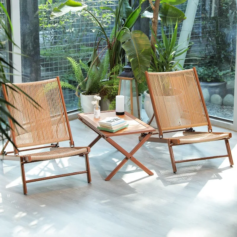 Folding chair recliner home courtyard outdoor rattan balcony leisure Chinese nap back chair