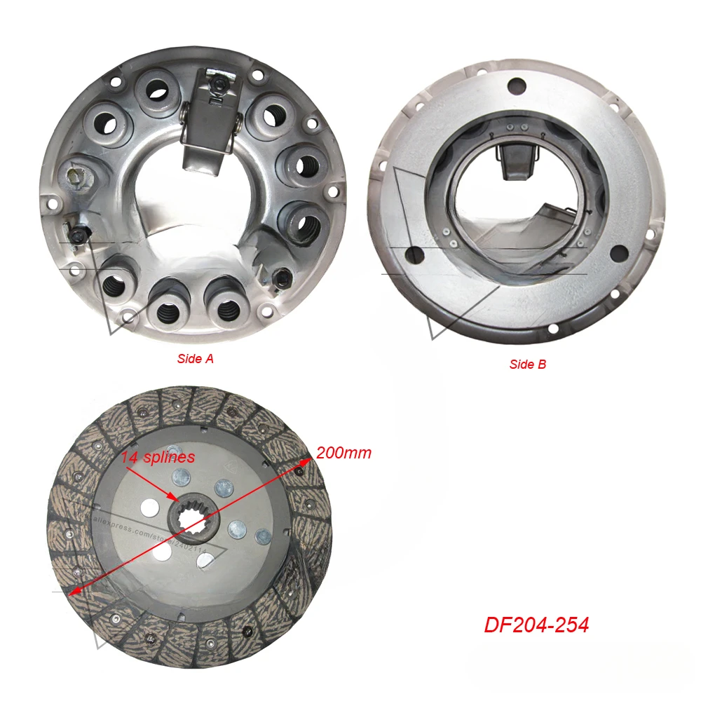 sigle stage clutch 8 inch type with clutch driven disc for Dongfeng DF200/DF204/DF250/DF254 tractor, Part number: