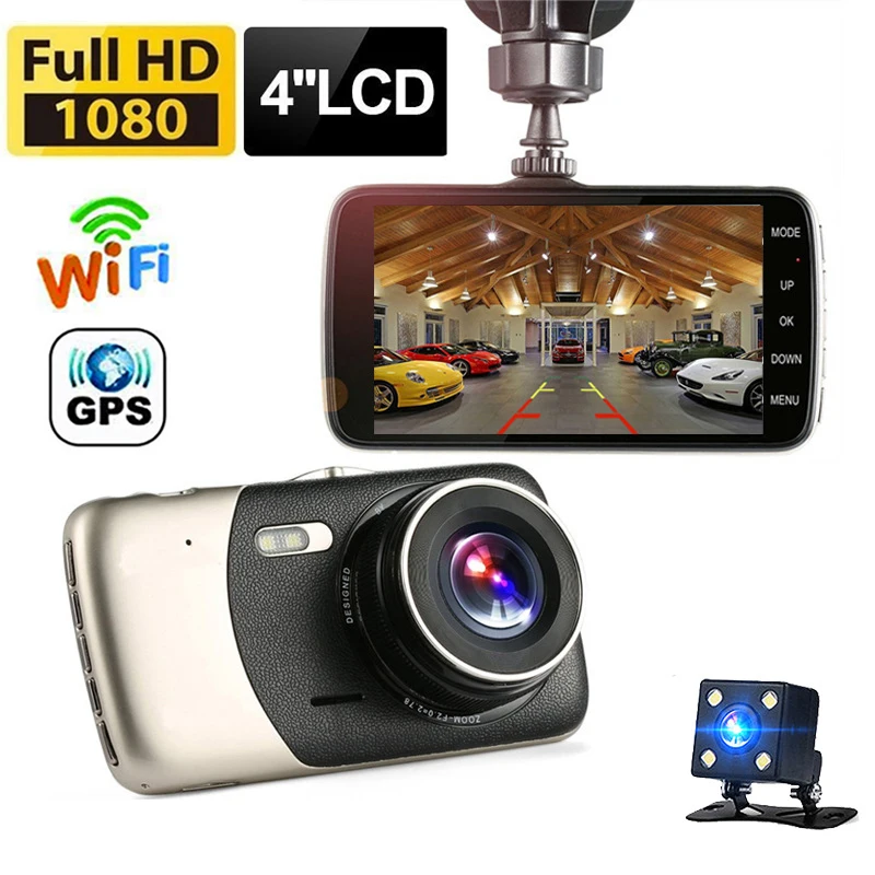 

Автомобильный видеорегистратор Wi-Fi Full HD 1080P, видеорегистратор с камерой заднего вида и ночным видением, Автомобильный видеорегистратор с черным ящиком, Автомобильный видеорегистратор GPS, автомобильные аксессуары