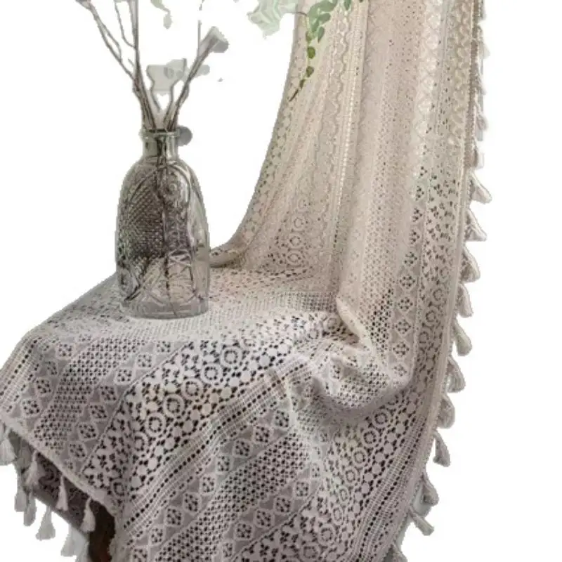 Französischer Tüll-Spitzenvorhang mit geometrischen Streifen, gestrickter lichtfilternder Vorhang für Küche, Schlafzimmer und Wohnzimmerdekoration – Detail 5