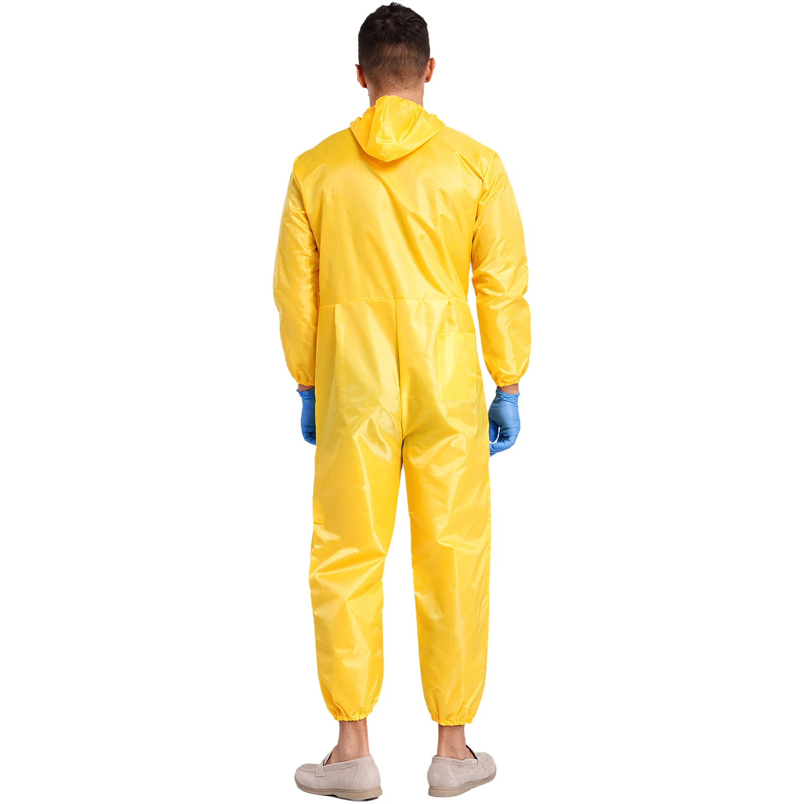 Adult Mens Hazmat Suit Break Bad Costume Halloween Fancy Dress Hooded Chemical Overalls Jumpsuit Coveralls Carnival Dress Up